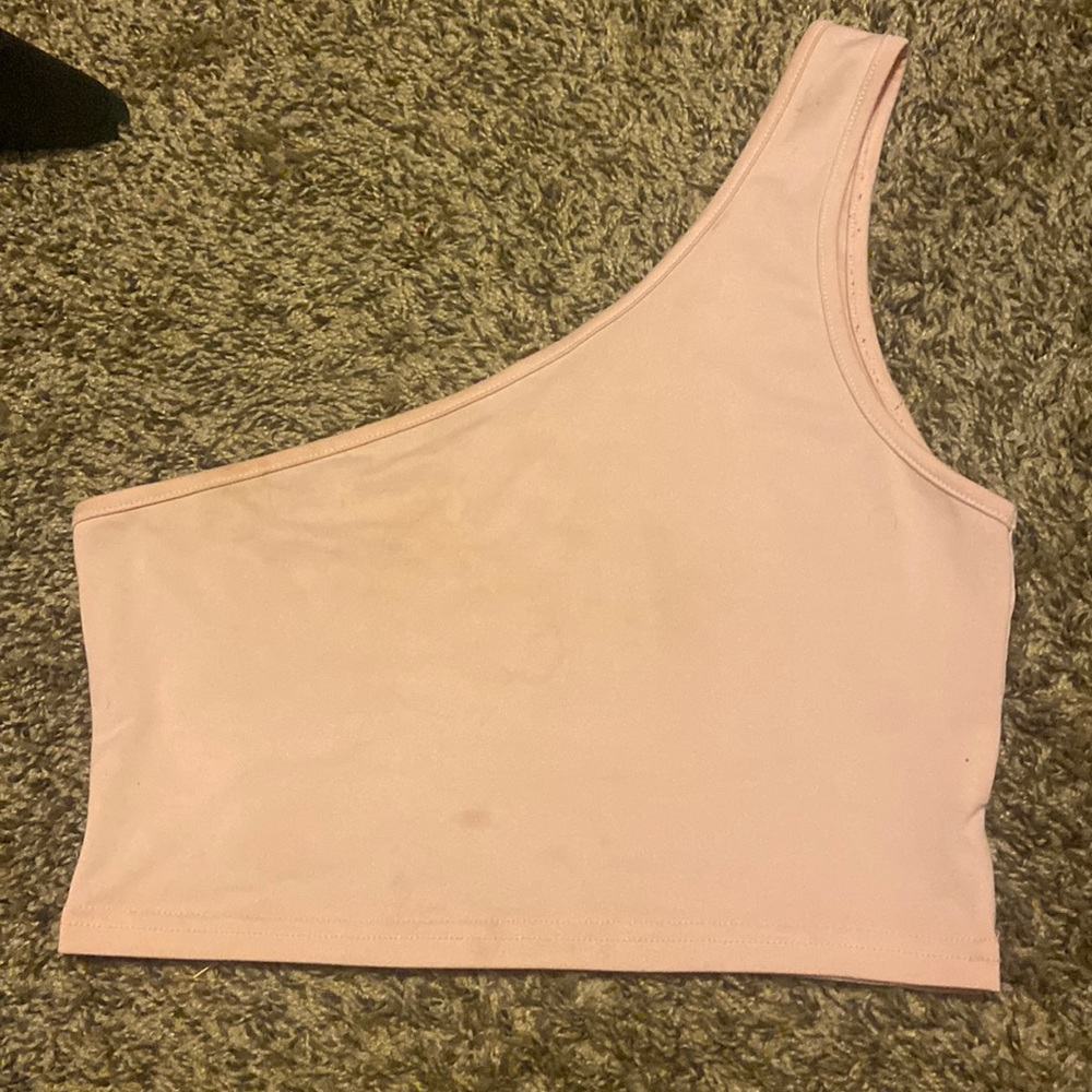 One shoulder pink crop top